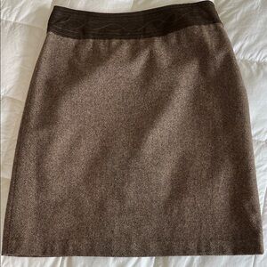 Ann Taylor Brown Tweed Pencil Skirt with Dark Waistband